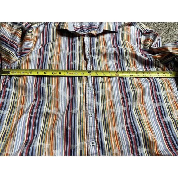 Bugatchi Uomo Mens Long Sleeve Button Down Shirt-Size XL Colorful Striped - Picture 7 of 8